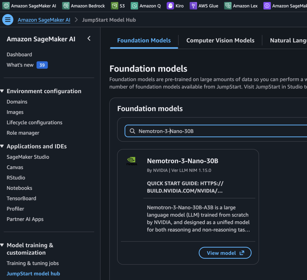 SageMaker AI JumpStart Search Results